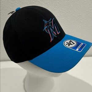 NWT 47 Brand Miami Marlins Black MVP Adjustable Hat | kids Adjustable Sizing